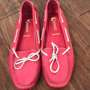 Pascucci pink leather boat loafers slip on shoes